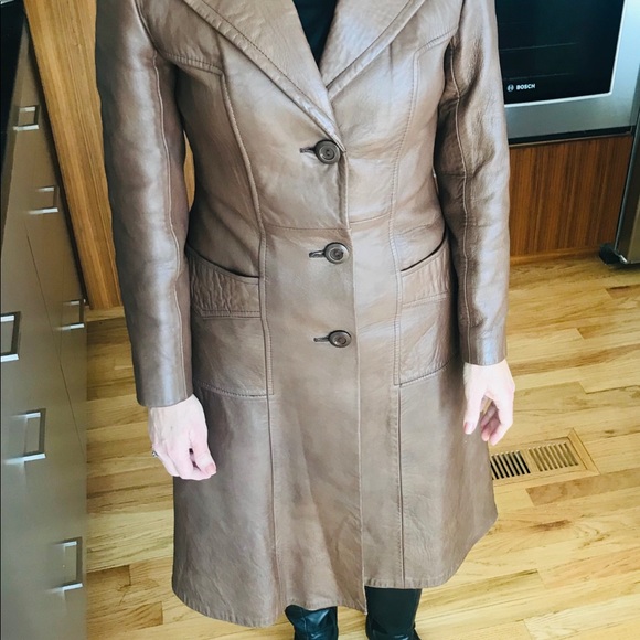 Genuine 70’s vintage leather trench coat/jacket - Picture 2 of 8